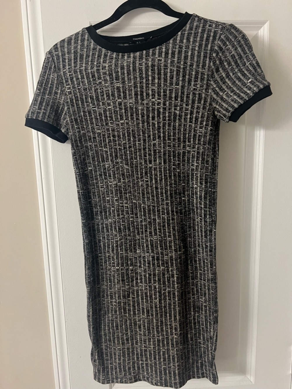 Black & Neutral Ribbed Bodycon Dress